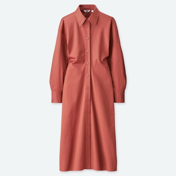 Uniqlo Dresses & Skirts - UNIQLO U Long Sleeve Shirt Dress Salmon Pink NWOT